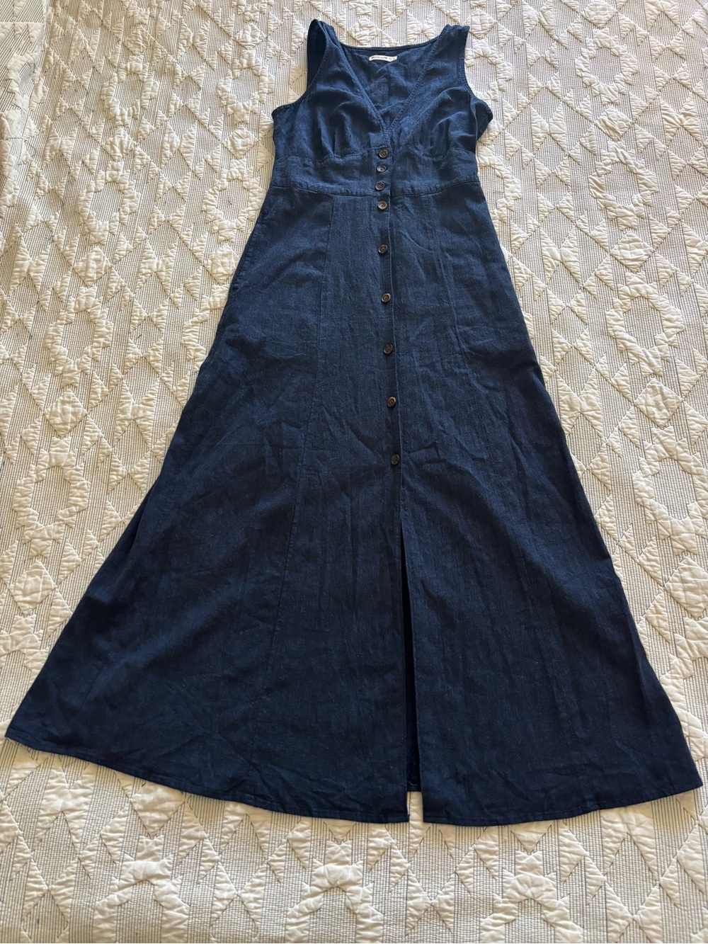 Marine Layer sustainable hemp Camila navy maxi dress